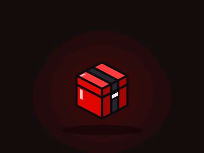 A red box shaking, then bursting open in red light
